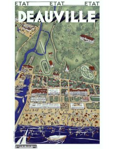 Affiche Deauville vue aérienne par Roger de Valério