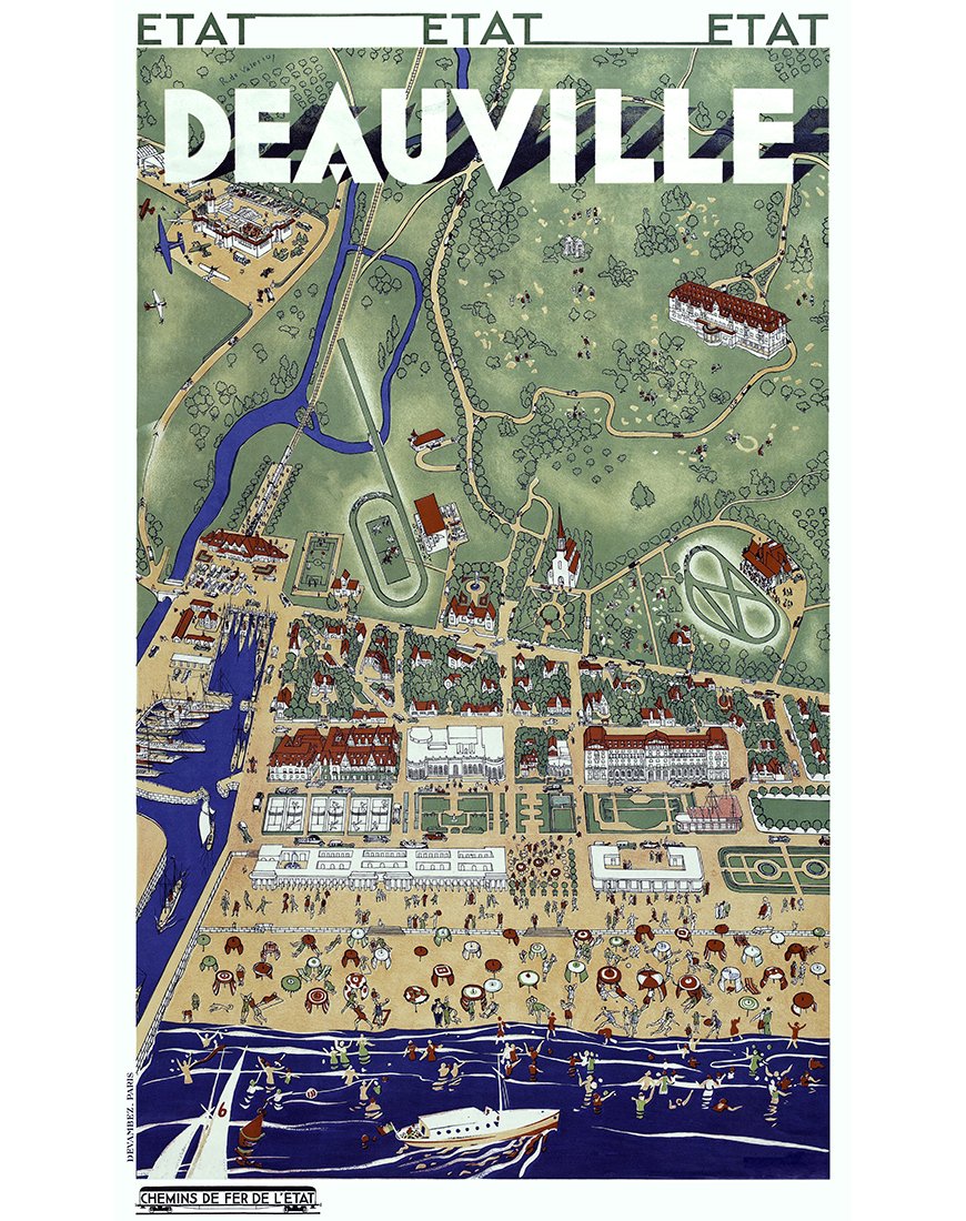 Affiche Deauville vue aérienne par Roger de Valério