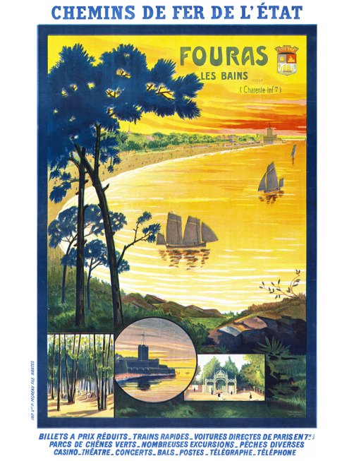 Affiche Fouras les Bains, presqu'île verte, par J. Perthuis