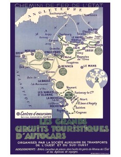 Affiche Grands Circuits Touristiques Chemins de Fer État