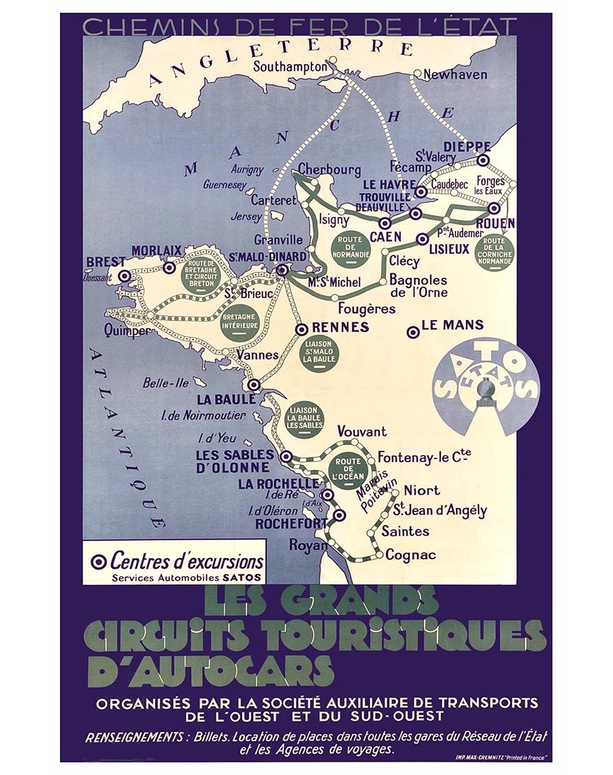 Affiche Grands Circuits Touristiques Chemins de Fer État
