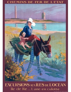 Affiche Île de Ré, l'Âne en Culotte, par René Péan