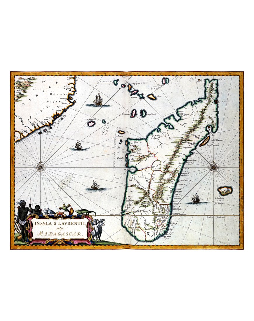 Carte ancienne Madagascar Île Saint-Laurent par Joan Blaeu