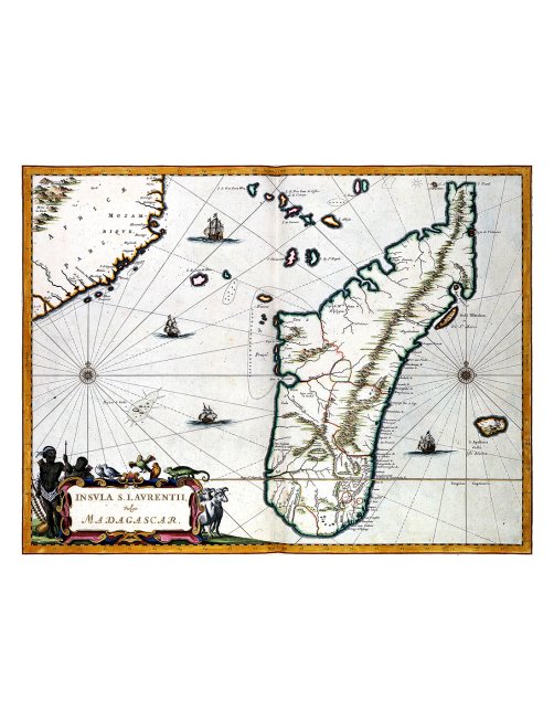 Carte ancienne Madagascar Île Saint-Laurent par Joan Blaeu Carte ancienne Madagascar Île Saint-Laurent par Joan Blaeu