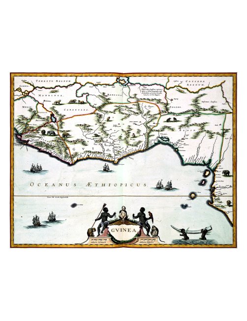 Carte ancienne Guinée Afrique Ouest par Willem Blaeu Carte ancienne Guinée Afrique Ouest par Willem Blaeu