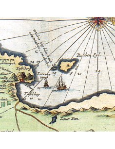 Détail de Robben Island sur la carte du Cap