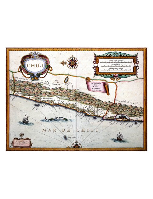 Carte ancienne Chili Andes Pacifique par Willem Blaeu