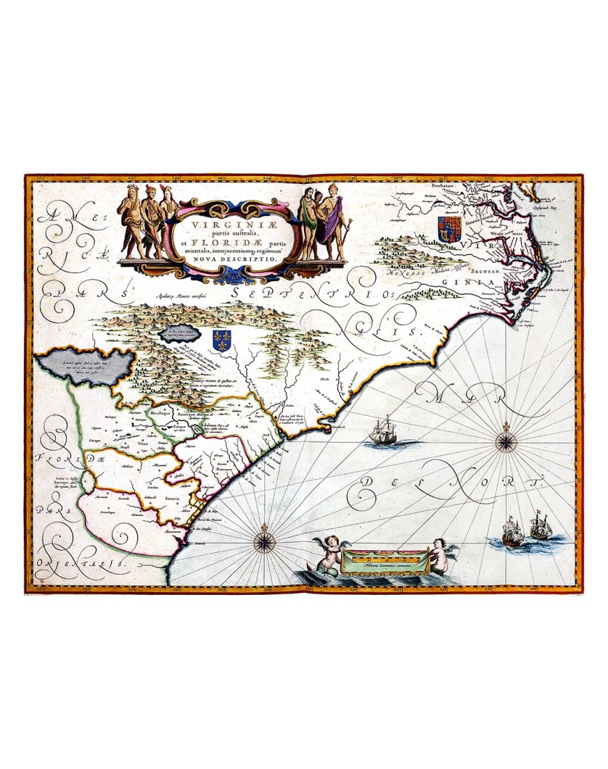 Carte ancienne Virginie Amérique du Nord par Willem Blaeu