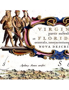 Détail du cartouche ornemental de la carte de Virginie