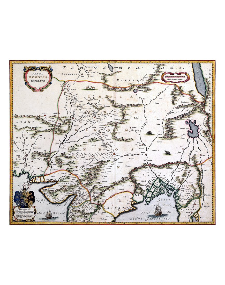 Carte ancienne Empire Moghol Inde par Willem Blaeu