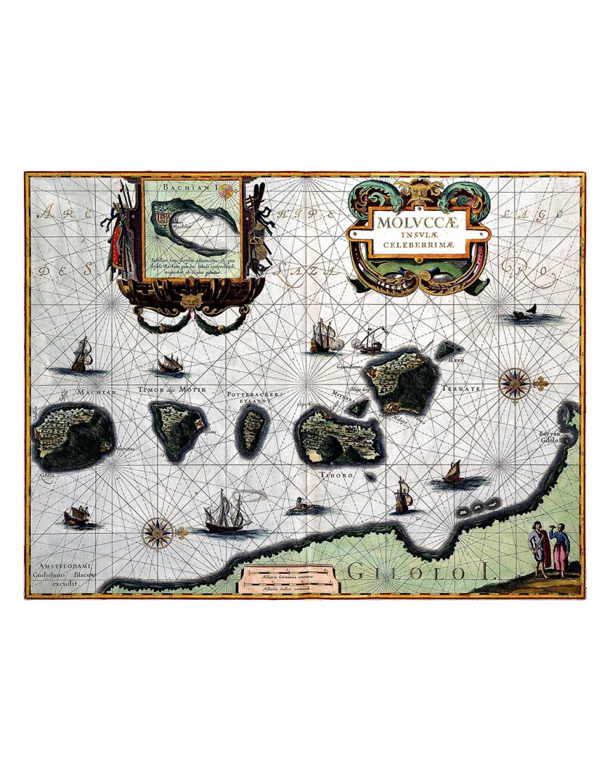 Carte ancienne Moluques Îles aux Épices par Willem Blaeu