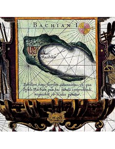 Détail de l'île de Bachian sur la carte des Moluques