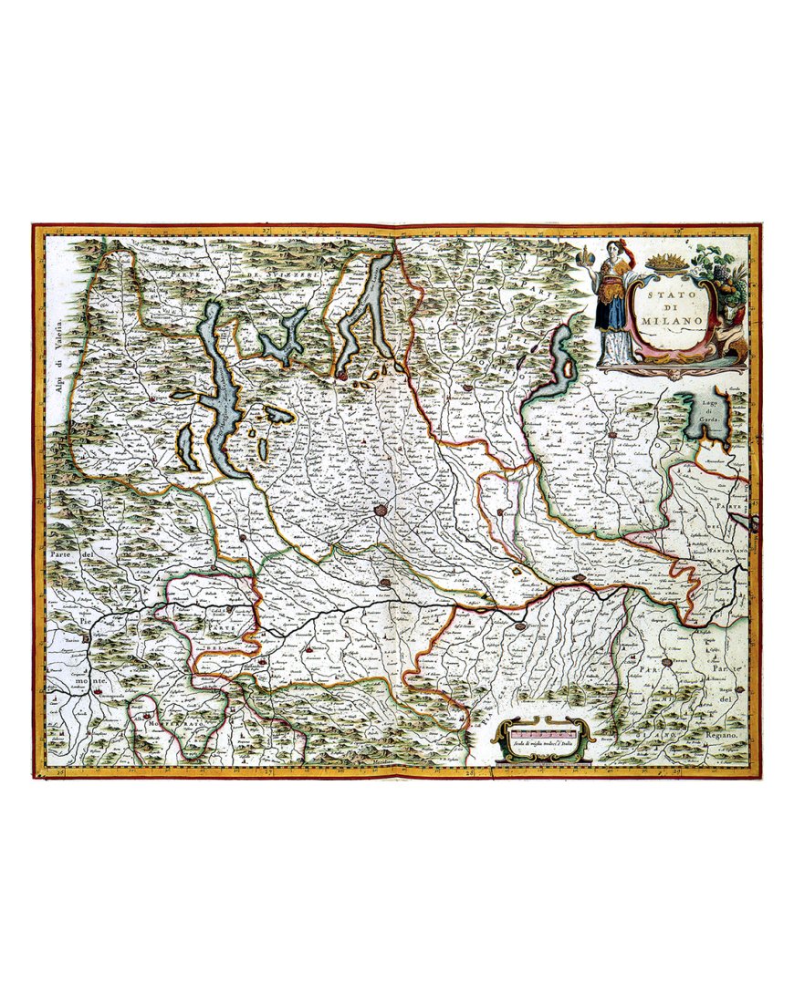 Carte ancienne Milan Duché Lombardie par Janssonius