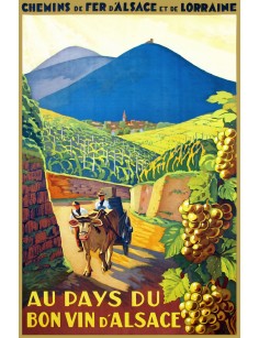 Affiche Chemins de fer Alsace Lorraine - Bon vin d'Alsace