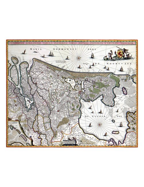Carte ancienne Comté de Hollande par Nicolaes Visscher Carte ancienne Comté de Hollande par Nicolaes Visscher