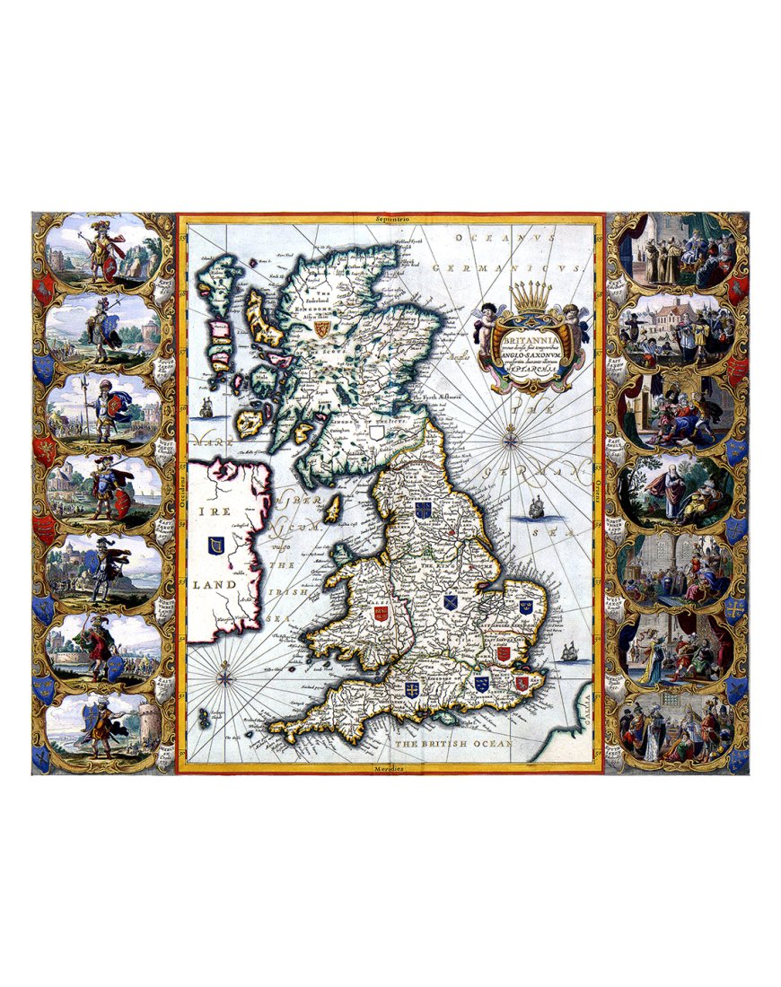 Carte ancienne Grande-Bretagne Irlande par Joan Blaeu