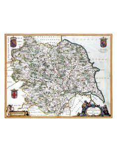 Carte ancienne du Yorkshire par Joan Blaeu (1645) – vue complète