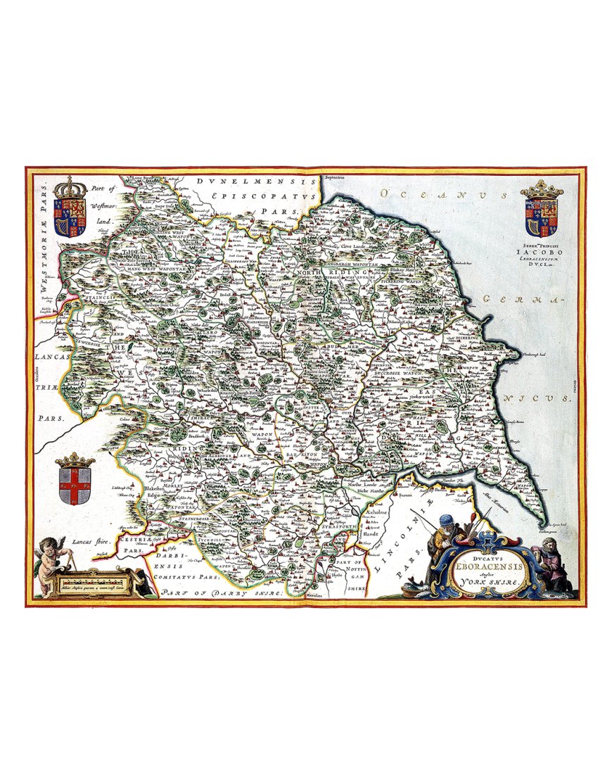 Carte ancienne du Yorkshire par Joan Blaeu (1645) – vue complète
