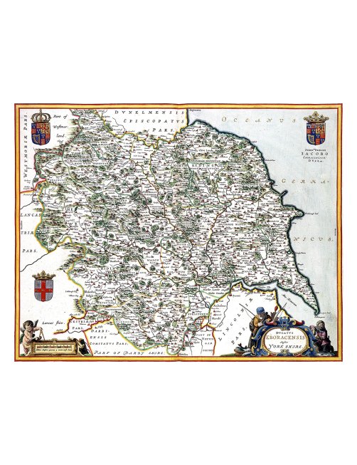 Carte ancienne du Yorkshire par Joan Blaeu (1645) – vue complète Carte ancienne du Yorkshire par Joan Blaeu (1645) – vue complète