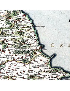 Détail de la région de Scarborough sur la carte ancienne de Blaeu (1645)