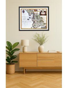 Carte ancienne Lancashire 1645 – reproduction encadrée en décoration intérieure