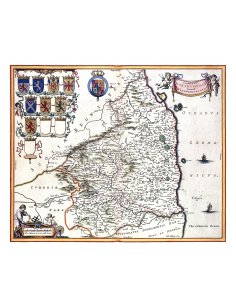 Carte ancienne du Northumberland par Joan Blaeu (1645) – vue complète