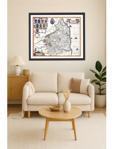 Carte ancienne Northumberland 1645 – reproduction encadrée en décoration intérieure