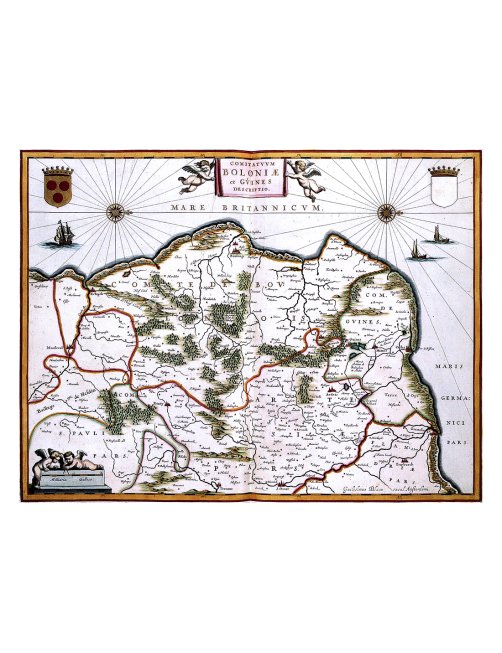 Carte ancienne du Boulonnais et comté de Guînes par Willem Blaeu (1631) – vue complète Carte ancienne du Boulonnais et comté de Guînes par Willem Blaeu (1631) – vue complète