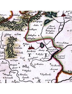 Détail de la région d’Ardres – Carte ancienne du Boulonnais et Guînes (1631)