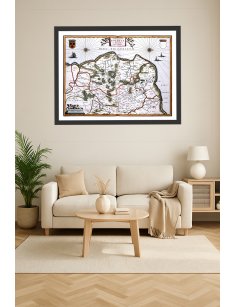 Carte ancienne Boulonnais et Guînes 1631 – reproduction encadrée en décoration intérieure