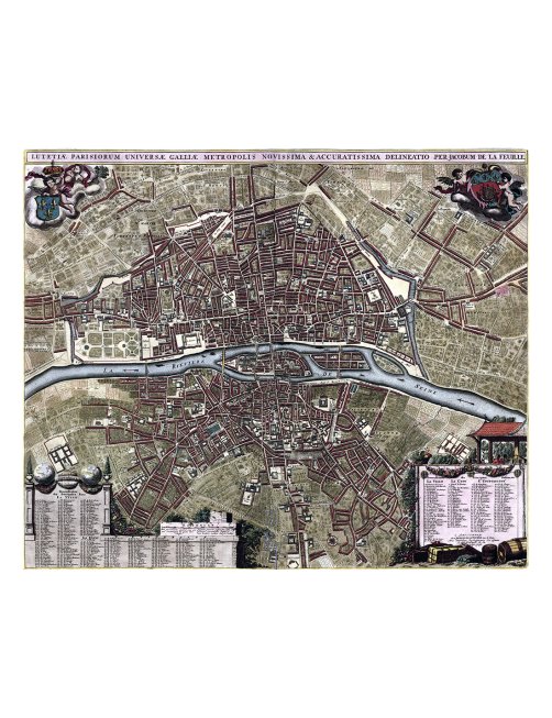 Plan ancien de Paris vers 1700 par Bailleul & Beck – vue complète Plan ancien de Paris vers 1700 par Bailleul & Beck – vue complète
