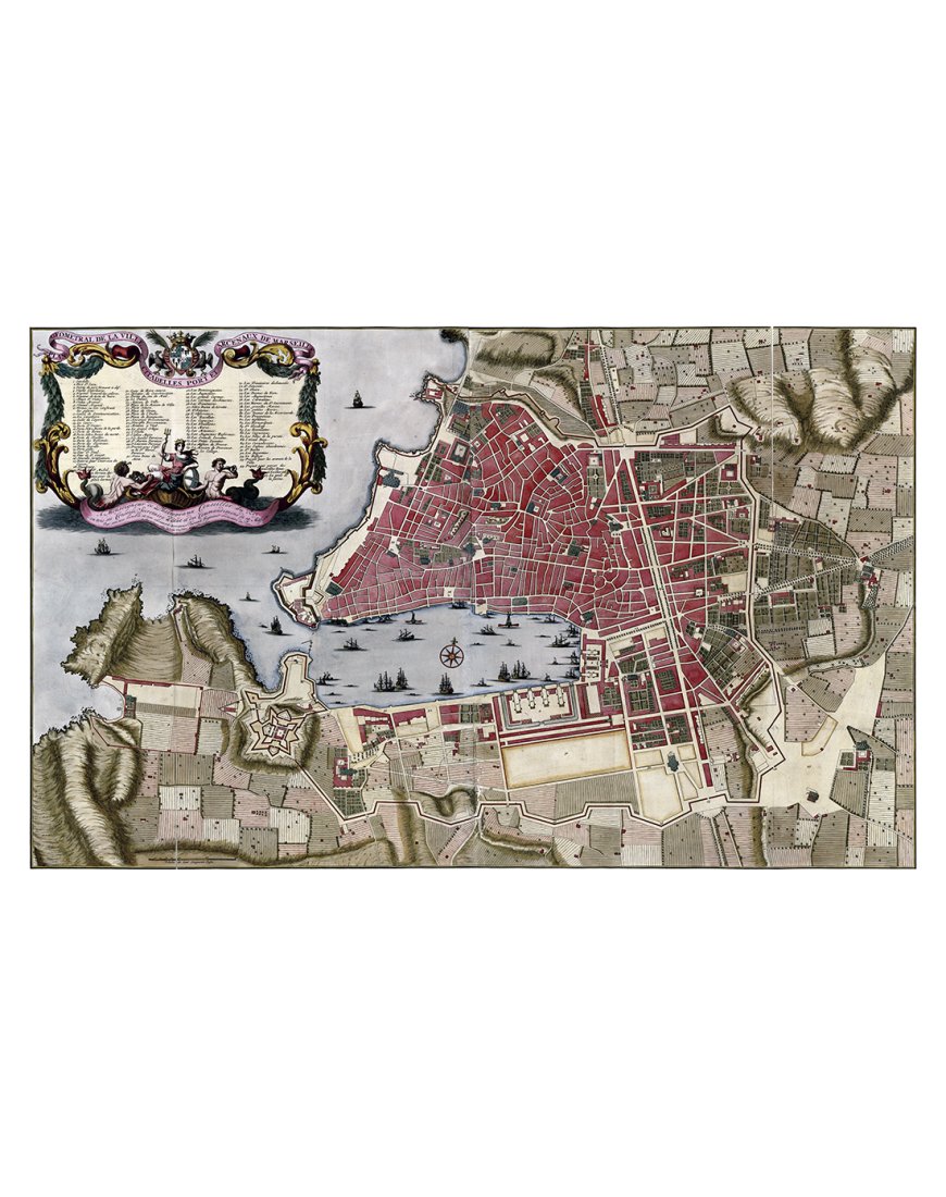 Plan ancien de Marseille vers 1700 – Vue complète de la ville et du port
