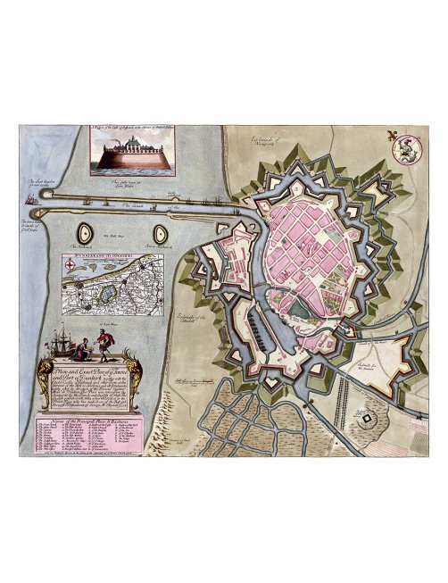 Plan ancien de Dunkerque vers 1700 – Vue complète de la ville et du port
