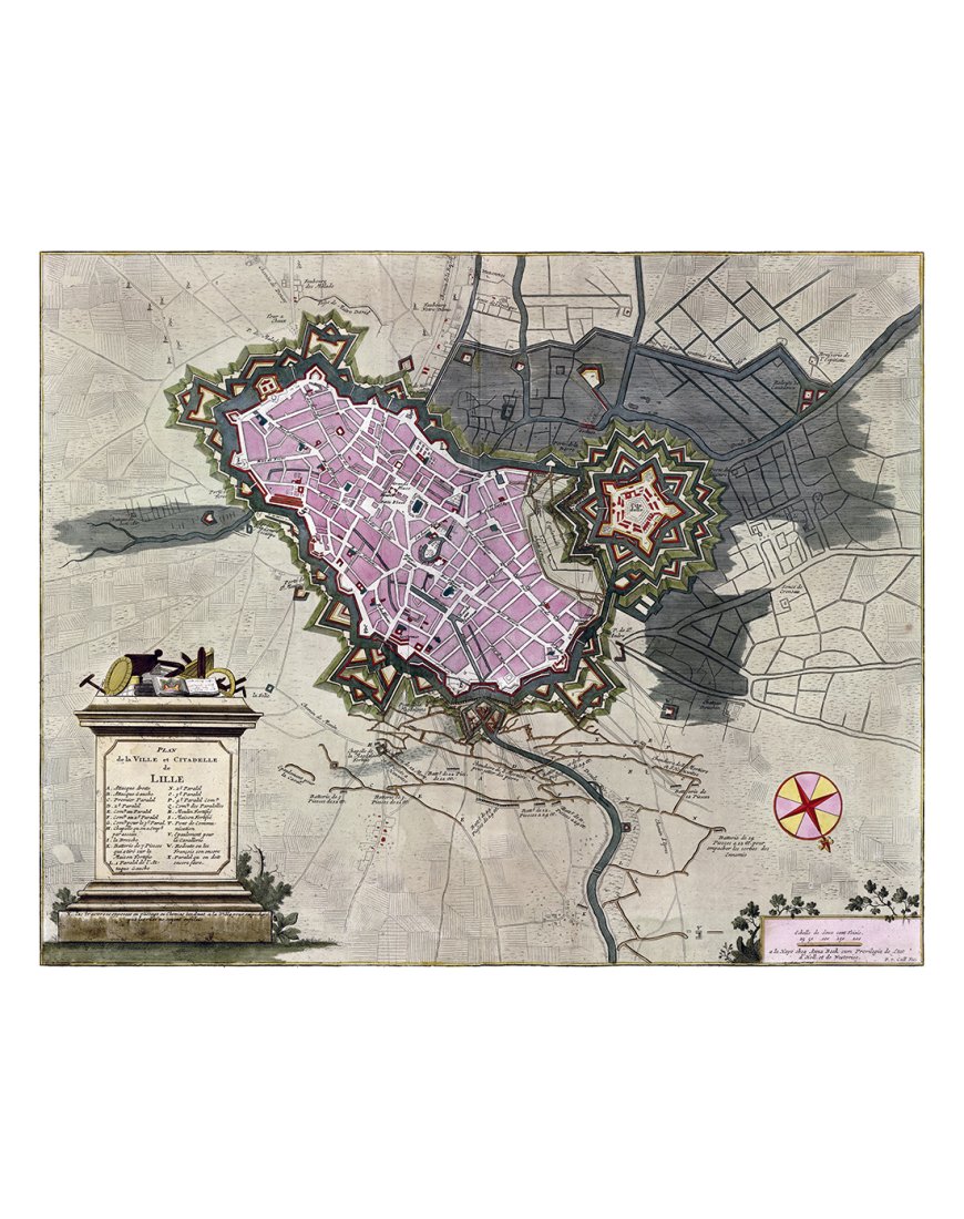 Plan ancien de Lille vers 1700 – Vue complète de la ville fortifiée