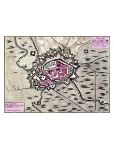 Plan ancien de Condé-sur-l’Escaut vers 1700 – Vue complète de la ville fortifiée