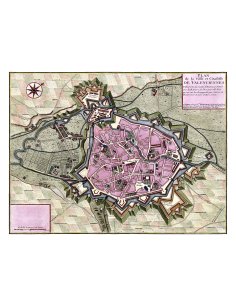 Plan ancien de Valenciennes vers 1700, citadelle, Hôtel-Dieu et fortifications