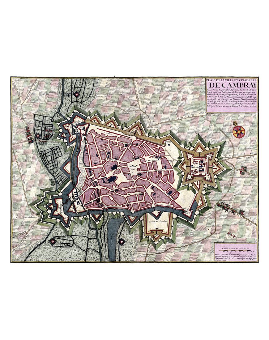Plan ancien de Cambrai vers 1700 par Gaspar de Bailleul et Anna Beck