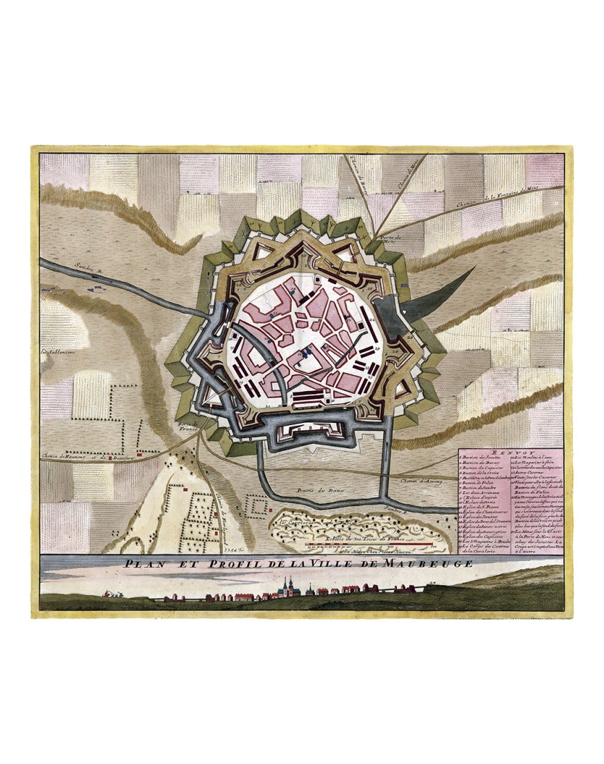Plan ancien de Maubeuge vers 1700 par Beck et Bailleul – vue complète