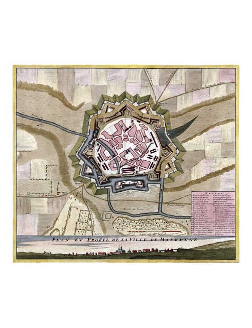 Plan ancien de Maubeuge vers 1700 par Beck et Bailleul – vue complète Plan ancien de Maubeuge vers 1700 par Beck et Bailleul – vue complète
