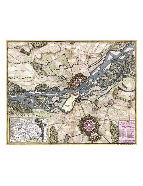 Plan ancien de Neuf-Brisach et Vieux-Brisach vers 1700 – vue complète Plan ancien de Neuf-Brisach et Vieux-Brisach vers 1700 – vue complète