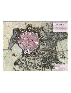 Plan ancien de Saint-Omer vers 1700 avec fortifications et marais