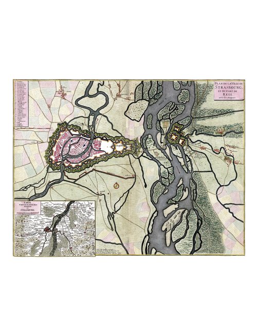 Plan ancien de Strasbourg et du fort de Kehl vers 1700 – vue d’ensemble Plan ancien de Strasbourg et du fort de Kehl vers 1700 – vue d’ensemble