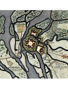 Détail du plan ancien : fortifications de Kehl (Kelh) sur la rive droite du Rhin