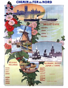Affiche Chemins de fer du Nord - Angleterre-Belgique-Alemagne