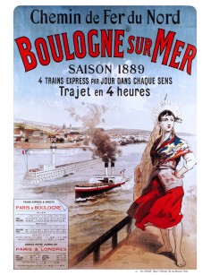 Affiche Chemins de fer du Nord - Boulogne-sur-Mer - Saison 1889