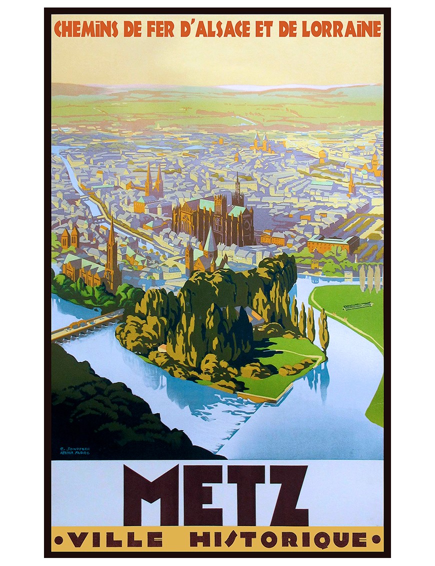 Affiche Chemins de fer Alsace Lorraine - Metz, ville historique