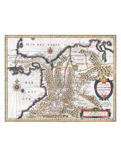 Magnifique carte ancienne de l'Amérique Centrale réalisée par Johannes Janssonius, géographe néerlandais du XVIIe siècle