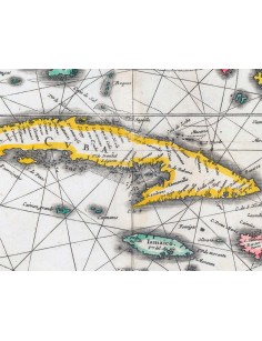 Magnifique carte ancienne des îles Caraïbes a été réalisée par Johannes Janssonius. Géographe néerlandais du XVIIe siècle