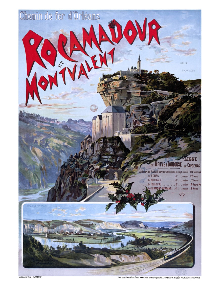 Affiche Chemins de fer Orléans - Rocamadour Montvalent