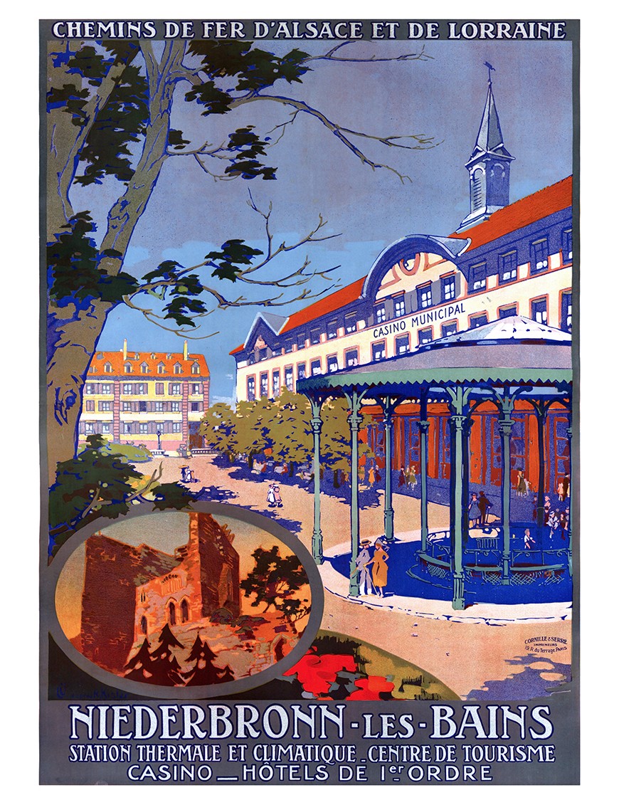 Affiche Chemins de fer Alsace Lorraine - Niederbronn les Bains Casino